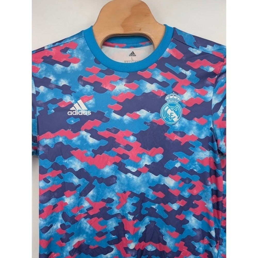 Adidas Real Madrid 21-22 Pre-Match Training Jersey Purple Pink Camo Men's sz L